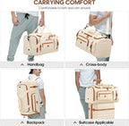 Gym Bag for Men and Women with Shoe & Laptop Compartment, 3-in-1 Sports Travel Duffel Bag Anti-Theft Weekender Carry-On Backpack for Airplane & Workout, Overnight Travel Bag,35L (Beige, Medium)