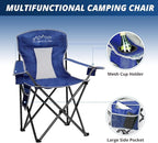 2PCS Mesh Folding Camping Chairs, Oversized Portable Outdoor Chairs, Weight Capacity 325 lbs with Cup Holder, Storage Pocket, Carry Bag Blue