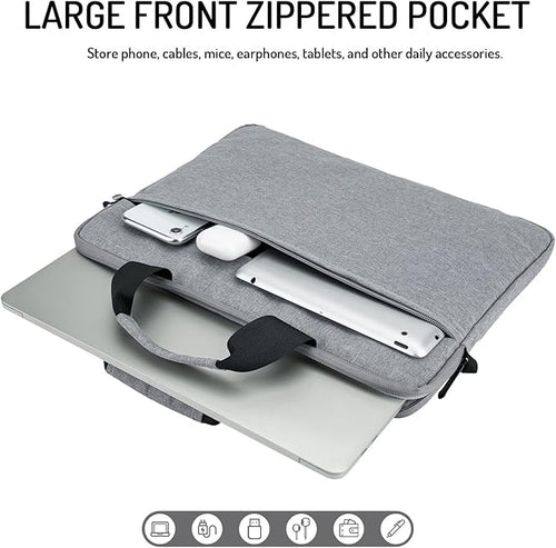 14-15 Inch Laptop Shoulder Messenger Bag Carrying Case Briefcase Slim Protective Computer Sleeve with Handle Strap Pocket for MacBook Acer ASUS HP Surface Dell Chromebook, Gray