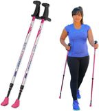 Urban Poling - Urban Poles 4Life - Lightweight, Aluminum Nordic Walking Sticks - Pink & Silver - 1 Pair – for Users 4'2"–6'2" - Collapsible & Adjustable Hiking Gear