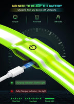 LED Reflective Belt Sash for Walking at Night, Night Running Safety Gear High Visibility Rechargeable LED Light Up Running Belt for Runners Walkers Men Women