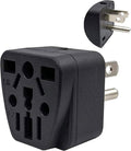 US Travel Plug Adapter EU/UK/AU/in/CN/JP/Asia/Italy/Brazil to USA (Type B), 3 Prong Grounded USA Wall Plug, International Mini Travel Adapter and Converter, Wall Outlet Power Charger Converter Black