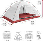 KAZOO 2／4 Person Camping Tent Outdoor Waterproof Family Large Tents 2/4 People Easy Setup Tent with Porch Double Layer