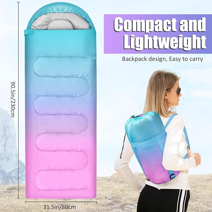 Sleeping Bags for Adults, 3 Seasons Warm Cold Weather Lightweight Waterproof Backpacking Camping Sleeping Bag for Camping Hiking Traveling Outdoor, Camping Gear Equipment