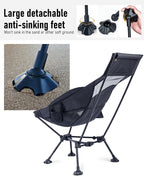 iClimb Ultralight Compact Camping Folding Beach Chair with Anti-Sinking Large Feet (Green - Triangular Frame High Back - 2PC)