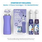 Cirkul 32oz. Matte Periwinkle Stainless Steel Water Bottle Starter Kit with Periwinkle Lid, 2 Flavor Cartridges (1 LifeSip Blackberry Blueberry, 1 GoSip Berry Blue Punch) No Sugar, Zero Calorie Drink Mix