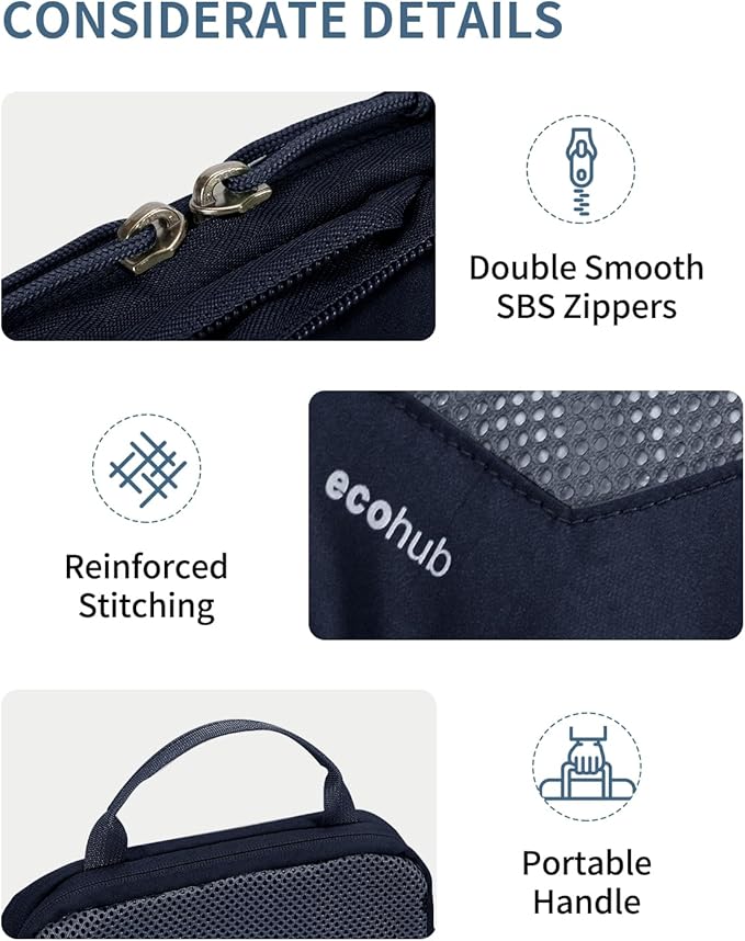 ECOHUB 4 Set /6 Set Packing Cubes for Travel Durable Suitcase Organizer Bags Set with Personalized Tag Various Sizes Travel Essentials Traveling Accessories for Luggage Machine Washable