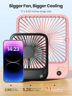 Warmco 10000mAh Portable Travel Fan 7-inch, [10-24H Runtime] Ultra-thin Digital Display Mini Desk Battery Operated Fan for Bedroom, Camping, Cruise Essentials 2025