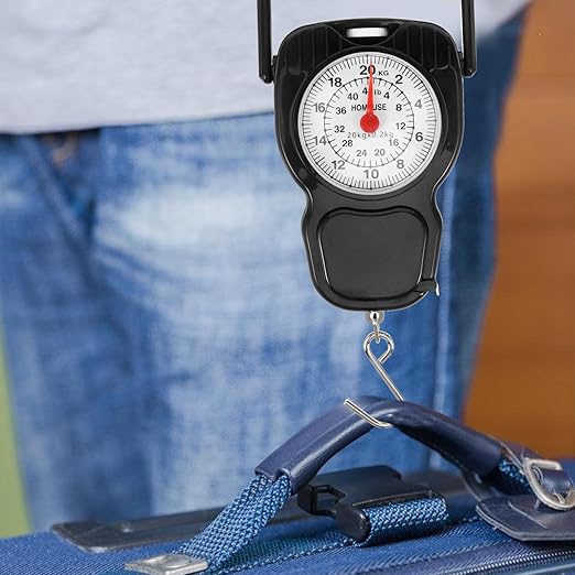 Mechanical Luggage Weight Scale 20kg with Measuring Tape Portable Hanging Hand Spring Scale for Travel and Fishing Weighing