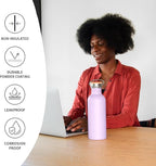 Bambaw Stainless Steel Water Bottle, 750 ml, Purple Sports Bottle, Non-Insulated Water Bottle, Stainless Steel Bottle, BPA-Free Flask – Light Lilac