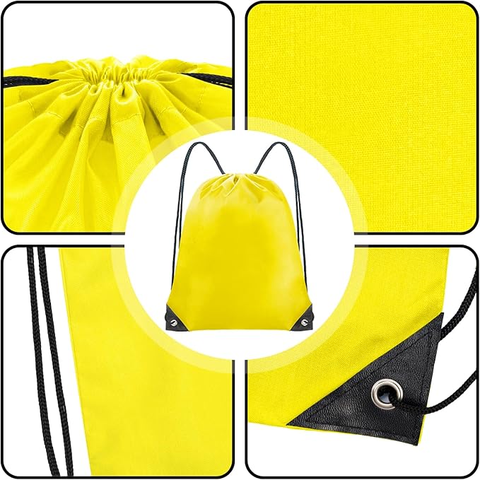 Grneric Drawstring Backpack Bulk 70Pcs String Backpack Drawstring Bags Cinch Bag Sackpack for Men Women Gym(Yellow)