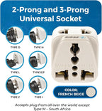 OREI World (USA, UK, China & More) to India (Type D) Travel Adapter Plug - 2 in 1 - CE Certified - RoHS Compliant - 4 Pack - White Color (DB-10-4PK) (Beige)