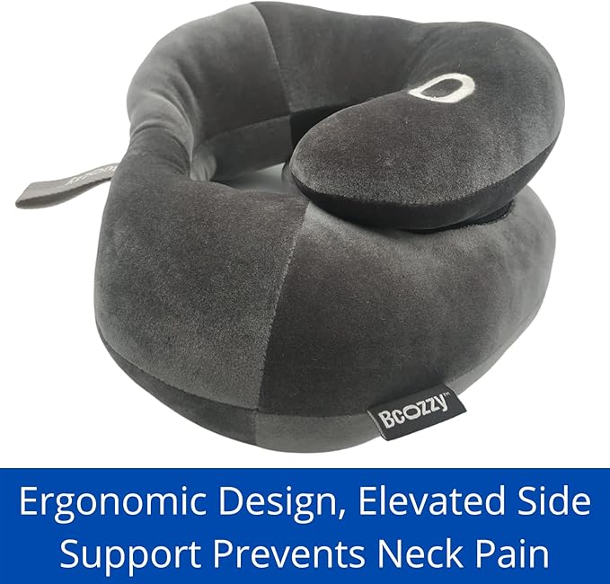 BCOZZY Neck Brace Pillow - Patented Relief for Neck Pain and Supportive Sleep-Soft, Washable, and Adjustable for Comfortable Resting. Black