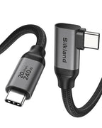 Silkland USB C Monitor Cable Right Angle 10FT, 8K@30Hz 5K/4K@60Hz Display, 20Gbps Data Transfer, 90 Degree USB C 3.2 Gen 2x2 Video Cable, 240W Charging for iPhone 17,MacBook, Portable Monitor, Carplay
