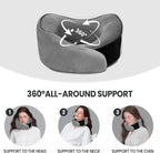Travel Pillow, 100% Pure Memory Foam Travel Neck Pillow Airplane Neck Support Ergonomic Design for Traveling Suitable for Airplanes,Offices and Cars-Light Grey