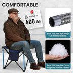 FUNDANGO Folding Camping Stool, 18.1 Inch Oversized Foot Stools 400 Lbs Heavy Duty Portable Padded Seat Anti-Slip Foots & Carry Bag for Fishing Outdoor Lawn Travel (Blue)