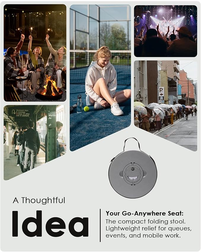 18-inch Heavy Duty Collapsible Stool - 800 lbs Capacity, 2.6 lbs Lightweight Portable Folding Stool for Camping, Travel, Music Festivals and Other Outdoor Events