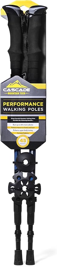 Cascade Mountain Tech Lightweight Aircraft-Grade Aluminum Trekking Poles with Extended Down Grip Plus Tip Kit