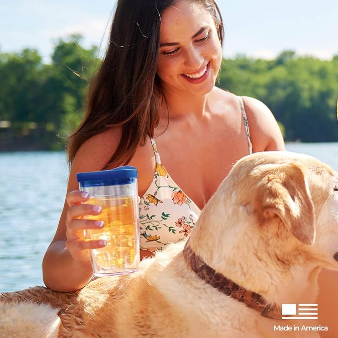 Tervis Clear & Colorful Tabletop Made in USA Double Walled Insulated Tumbler Travel Cup Keeps Drinks Cold & Hot, 16oz, Quartz