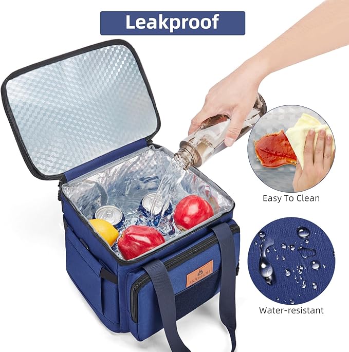 Tactical Lunch Box, Expandable Insulated Large Lunch Bag, Heavy Duty Waterproof Leakproof Cooler Bag for Adults/Men/Work Outdoor Picnic Day Trips, 20 Can/15 L, Blue, HSHRISH
