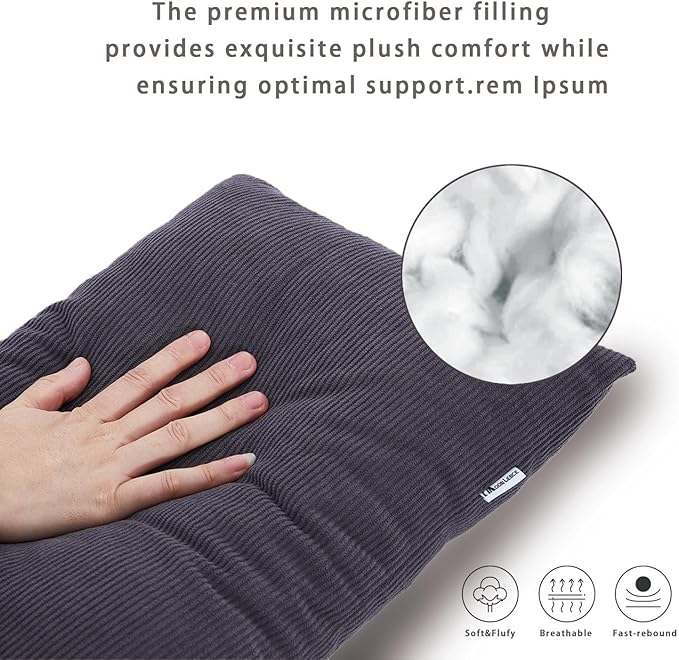 MOON LENCE Camping Pillows 2 Pack, Compressible Camp Pillow with Washable Cover & Carry Bag, Plush Filled Backpacking Pillow for Hiking, Travel, Sleeping 12"x16" Grey