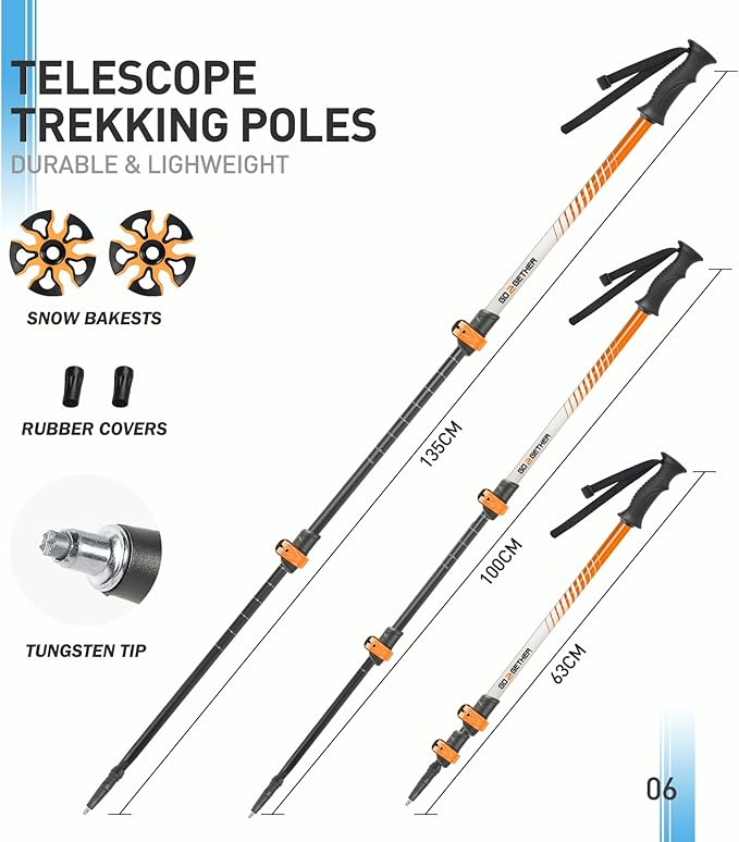 G2 21/25/30 Inches Light Weight Snowshoes for Women Men Youth, Set with Trekking Poles, Tote Bag, Gaiters,Special Fast Ratchet Binding, Orang/Blue/Red Available