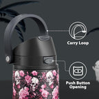 24 oz Insulated Water Bottle for Halloween: Meoky Stainless Steel Water Bottle with Straw and Spout Lid - Leak Proof, Cold for 24 Hours, Fits in Car Cup Holder, Halloween Gifts for Adults, Haunt Bloom
