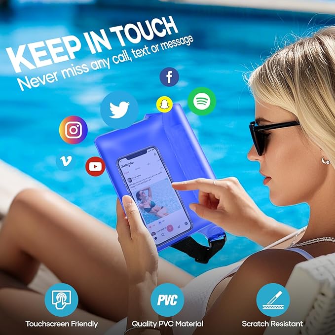 Waterproof Bag Fanny Packs for Women, Cruise Vacation Essentials Waterproof Pouch for Phone Passport Purse, Floating Dry Bags for Beach Water Park Boating Fishing Diving Surfing Kayaking Accessories