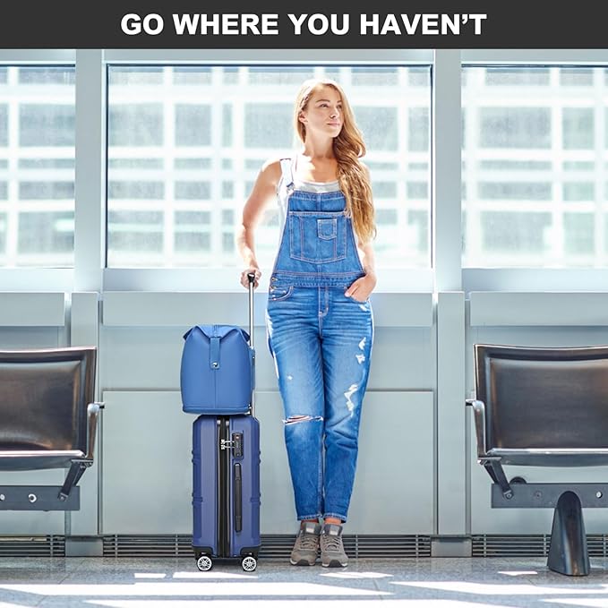 Kono Luggage Set 4 Piece Carry On Hardside Luggage with TSA Lock Spinner Wheels Carry On Suitcase Navy