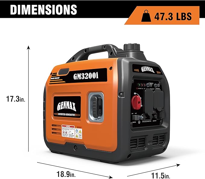 GENMAX Generator，EPA Compliant, Eco-Mode Feature, Ultra Lightweight for Backup Home Use & Camping