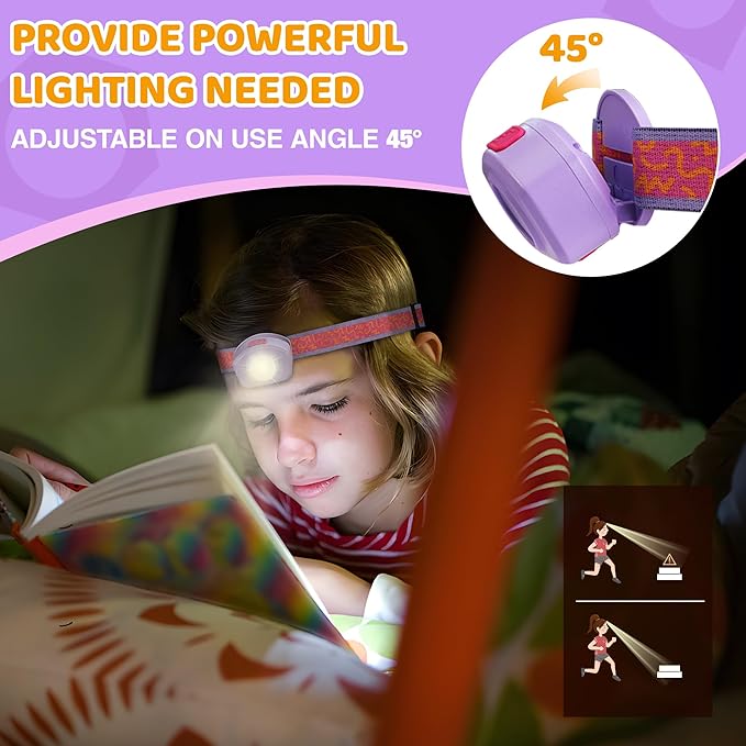 EverBrite LED Headlamp Rechargeable Kids Headlamp with RGB Mode and Adjustable Headband, 3 Modes Multicolor Headlamp for Camping, Reading, Exploring, Halloween, Christmas