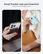VEEKTOMX Small Portable Charger 10000mAh, Mini Power Bank 22.5W Fast Charging, Slim & Lightweight Travel Essentials, 3-Output External USB C Battery Pack Compatible with iPhone 17 16 15 (Cyan)