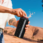 3 in 1 Slim Can Cooler for 12 OZ Skinny Can, Regular Can & Beer Bottle - Keep Cold for 6 Hours - Double Walled Insulated Stainless Steel Vacuum Beverage Can Insulator (Black Leopard)
