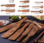 Spurtle Set,Wooden Spurtle Set of 9,Wooden Spoons for Cooking, Natural Teak Wooden Utensils for Cooking, Stirring, Mixing, Serving,Spurtles Kitchen Tools As Seen On Tv