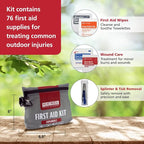 Pac-Kit Watertight Explorer 2 First Aid Kit for Hiking, Camping and Outdoor Activities, 76 Pieces