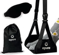 Airplane Foot Hammock for Plane Travel - Adjustable Foot Rest with Sleep Eye Mask Set- Best Airplane Gadgets - Long Flight Must Haves for Comfortable Leg Support