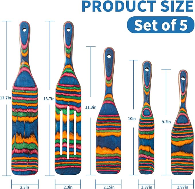 Pakkawood Spurtle Set, Gudamaye 5 Pcs Pakkawood Kitchen Utensils, Wooden Spoons for Cooking, Wooden Utensils for Cooking, Spurtles Kitchen Tools As Seen On Tv, Camping Cookware, Halloween Decorations