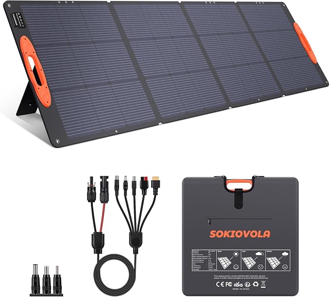 N-Type 16BB 220W Portable Solar Panel for EF/Jackery/Bluetti/Anker Power Station, IP68 Waterproof Foldable Solar Panel ETFE 25% High Efficiency for Outdoor Camping RV Trip