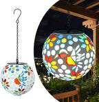 Solar Lanterns Outdoor Hanging Solar Mosaic Hummingbird Lantern Outdoor Waterproof Lanterns Decorative Garden Patio Yard Party Decor Multi