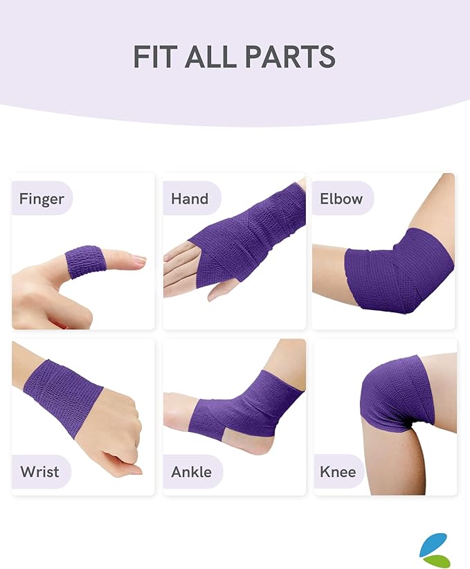 FriCARE Self Adhesive Bandage Wrap, Medical Tape in First Aid Kit, Cohesive Bandages for Wounds Sport Vet, FSA/HSA Eligible, 2 Inches X 5 Yards 6 Rolls, Irish Purple