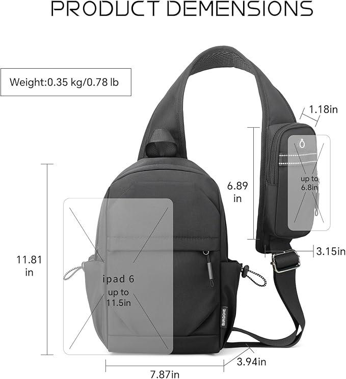 Crossbody Sling Bag Casual Shoulder Hiking Backpack with Convertible Shoulder Strap for Travel Hiking Shopping Leisure Sport