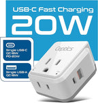 Ceptics Australian Travel Adapter Set, 20W PD & QC, Type I-3.1A - 4 in 1-2 USA Inputs, 1 USB Port, 1 USB-C Port - Australian New Zealand Fiji Argentina, Compact - Adapter Australia-Compatible Plug
