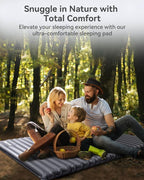 Hikenture Double Sleeping Pad for Camping, 4" Extra-Thick Camping Mattress 2 Person, Inflatable & Ultralight Sleeping Mat for Backpacking, Hiking (Grey Foot Pump, Semi Double(79 * 47.5 in))