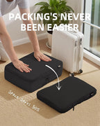 6 Set Compression Packing Cubes for Travel, Large Medium Small Luggage Organizers (Jet Black)