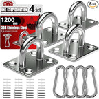 sprookber 304 Stainless Steel Pad Eye Snap Hooks, M8 Heavy Duty Ceiling Hooks, 1200 lb Capacity Hammock Swing Hanging kit, Plant Hangers, Marine Hardware Staple Hook Loop with Screws, Set of 8