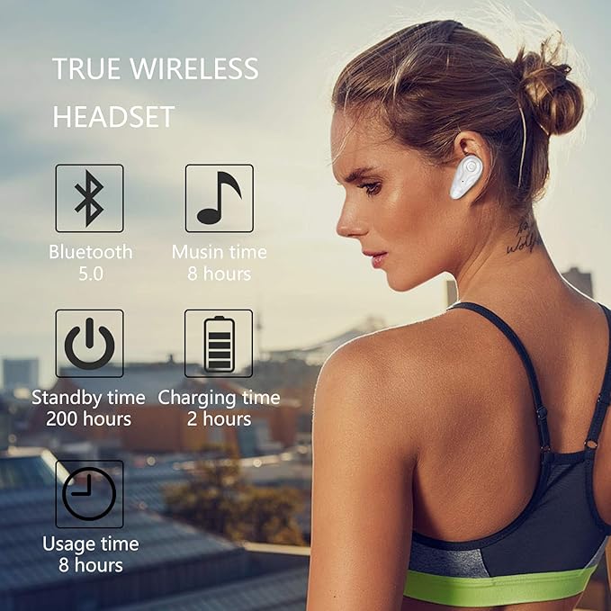 Bluetooth Earpiece, V5.0 Wireless Headphone Cell Phone Headset 8 Hrs Talking with Noise Cancelling Mic, Volume Control, Handsfree Earbud for iPhone Android Samsung Laptop Trucker Driver