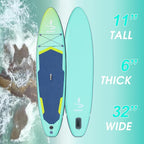 11”32“6 Premium Inflatable Stand Up Paddle Boards with Durable SUP Paddle Board Accessories Wide Stable Design Includes Backpack Required Parts Non-Slip Comfort Deck for Youth & Adults