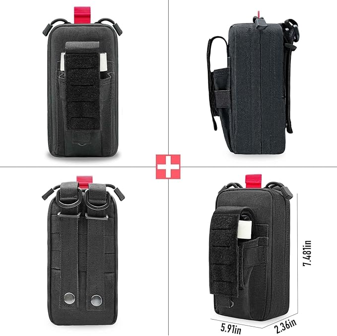 Ifak Med Trauma Kit, Black Molle Tactical Emergency First Aid Kit,Military Survival Molle EMT Medical Kit Refill Supplies Fot Duty Belt