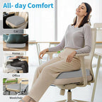 TranquilRelax Large Seat Cushion, Memory Foam Cushion for Long Sitting Hours on Office Chair, Home & Car, Non-Slip Chair Pad for Relieving Back & Sciatica & Hip & Coccyx Pain (Light Grey)
