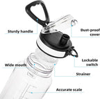 Fanhaw 32 Oz Clear Tritan Water Bottle with Chug Lid, BPA-free, Wide Mouth, Leak Proof - for Gym, Travel, Home, School, Office (Clear&White)
